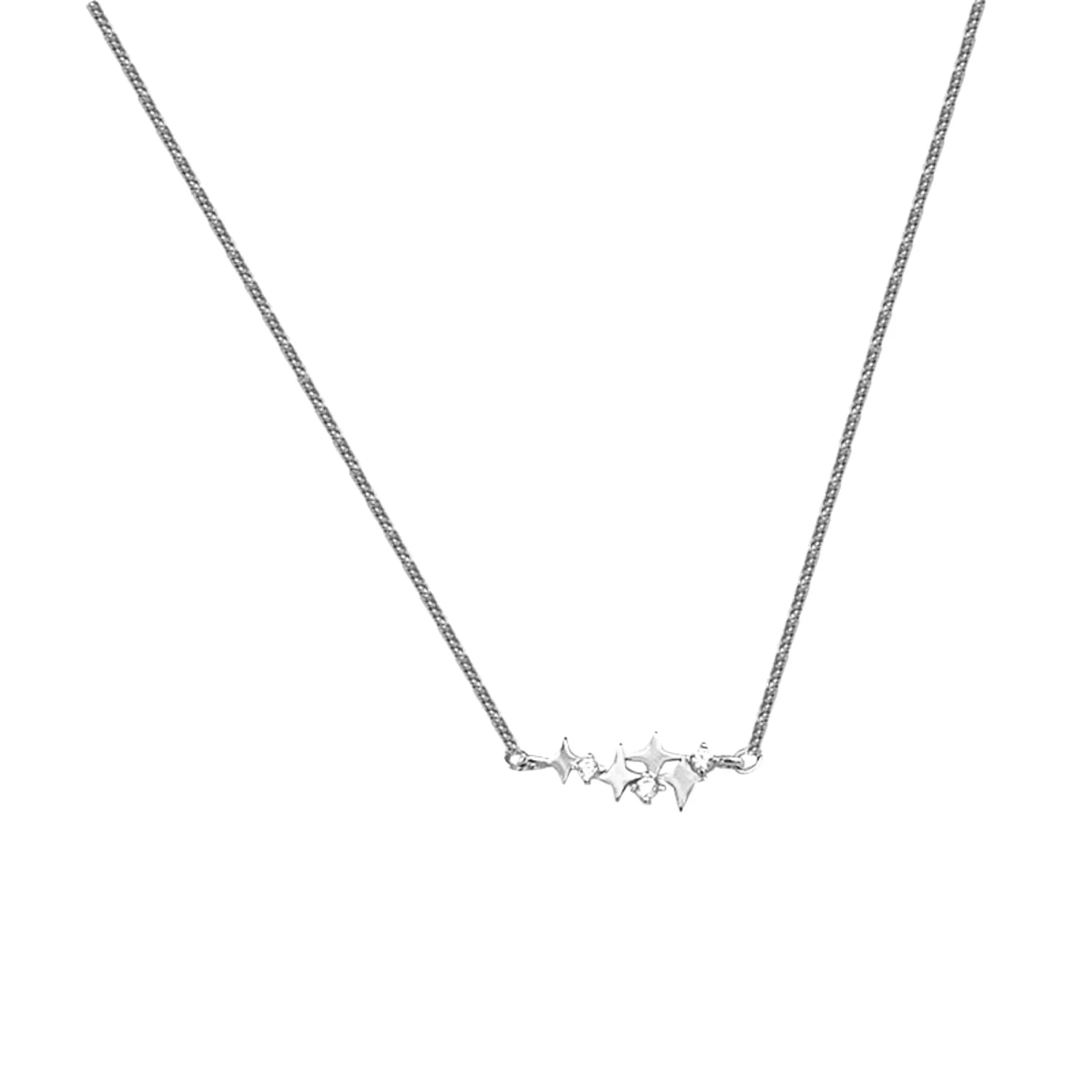 Collier Astrid en argent avec pendentif étoiles sur fond blanc – Idées cadeau femme, koolkado
